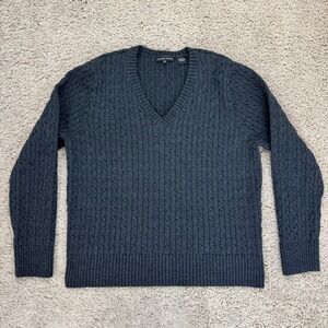 Jeanne Pierre Sweater Girls XL Charcoal Gray Cable Knit V Neck Cotton Casual Top